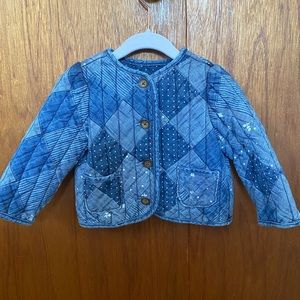 Gap Baby, 6-12 mos. Quilted denim jacket, multi-shades in Blue